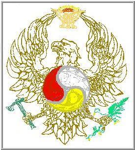 Graal - triskell et autres symboles de l'État d\'Ossétie du Sud sur son emblème (sources non vérifiables).