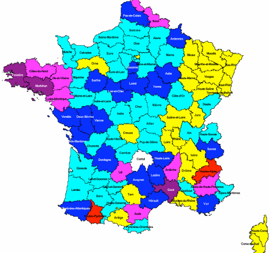 Carte des cas connus en France. La Bretagne est plus affectée. Source association hémochromatose de France http://www.hemochromatose.fr/