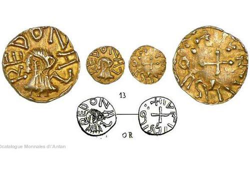 Triens d\'or pâle frappé à Rennes.