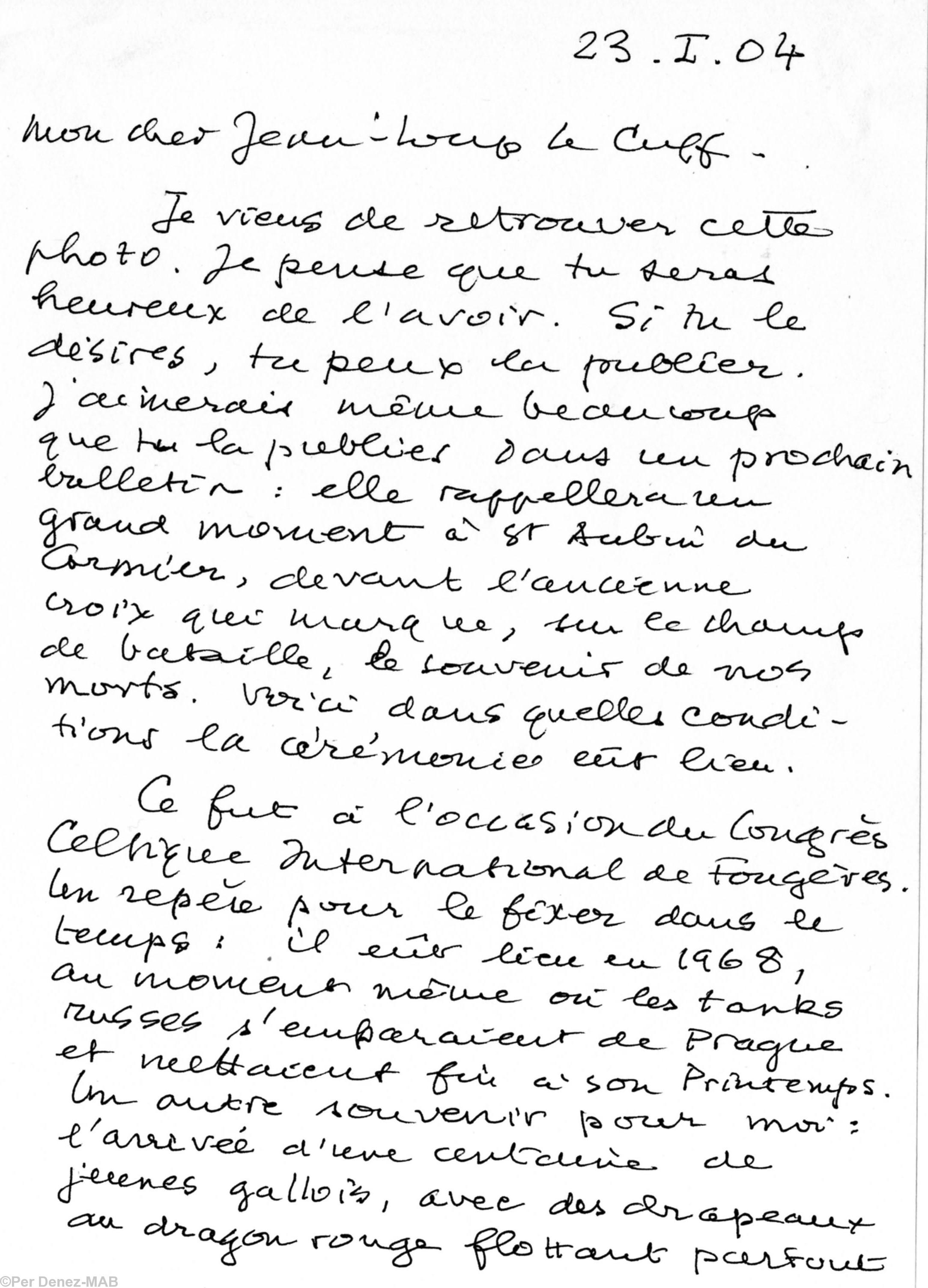 Première page de la lettre de Per Denez Première page de la lettre de Per Denez