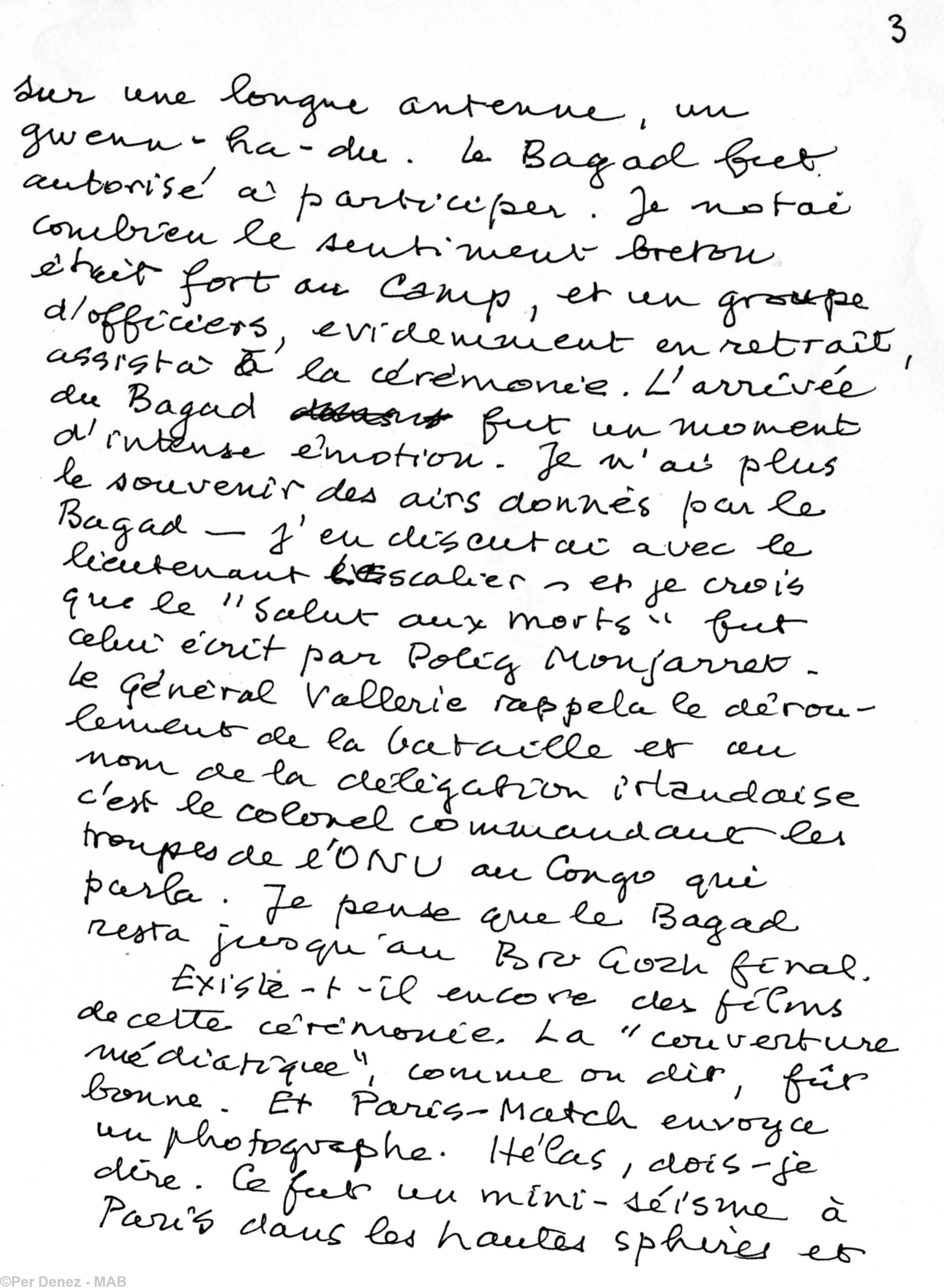 Troisième page de la lettre de Per Denez Troisième page de la lettre de Per Denez