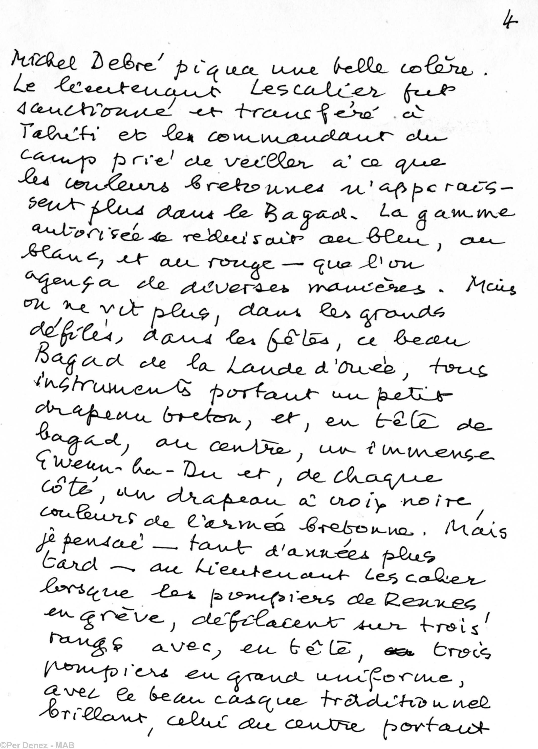 Quatrième page de la lettre de Per Denez Quatrième page de la lettre de Per Denez