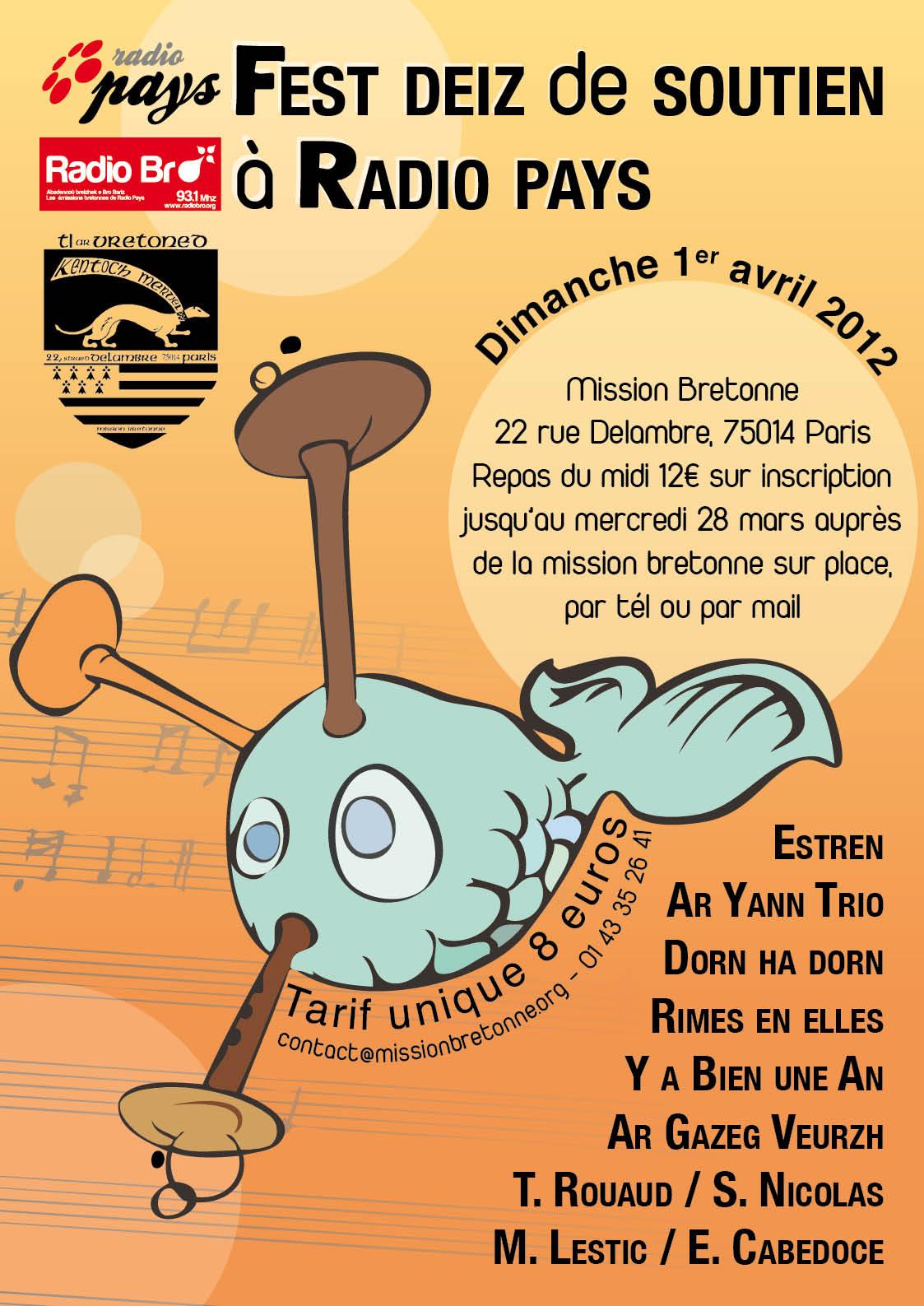 Affiche du fest deiz de soutien à RadioBro (réalisée par Isabelle Boudet)