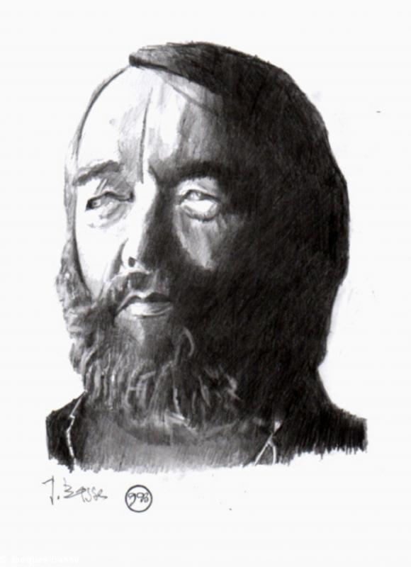 Portrait au crayon d\'Alain Jégou par Jacques Basse