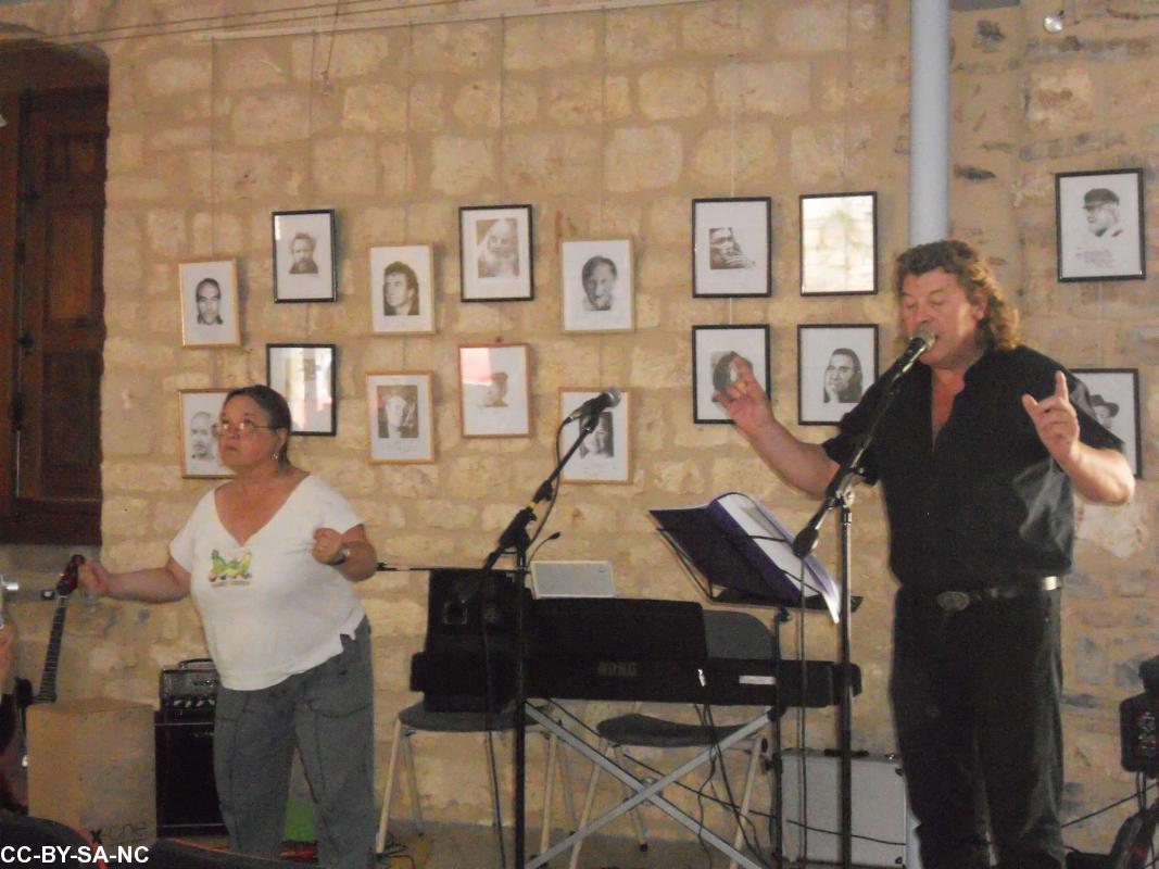 Bruno Geneste et Isabelle Moign à Cordes-sur-Ciel (Tarn, récital \"Avec Xavier Grall\", 9 juillet 2013