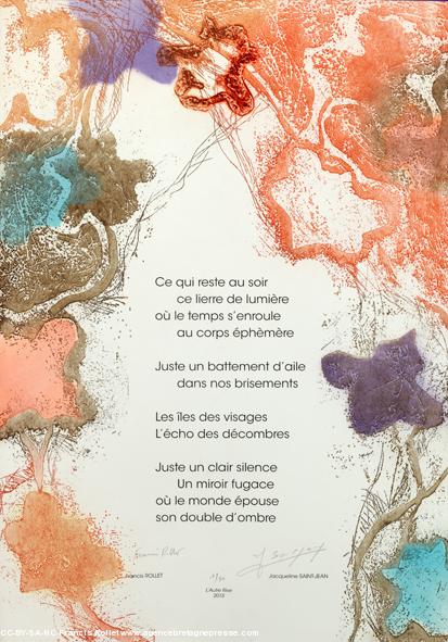 Gravure-poème de Fancis Rollet et Jacqueline Saint-Jean