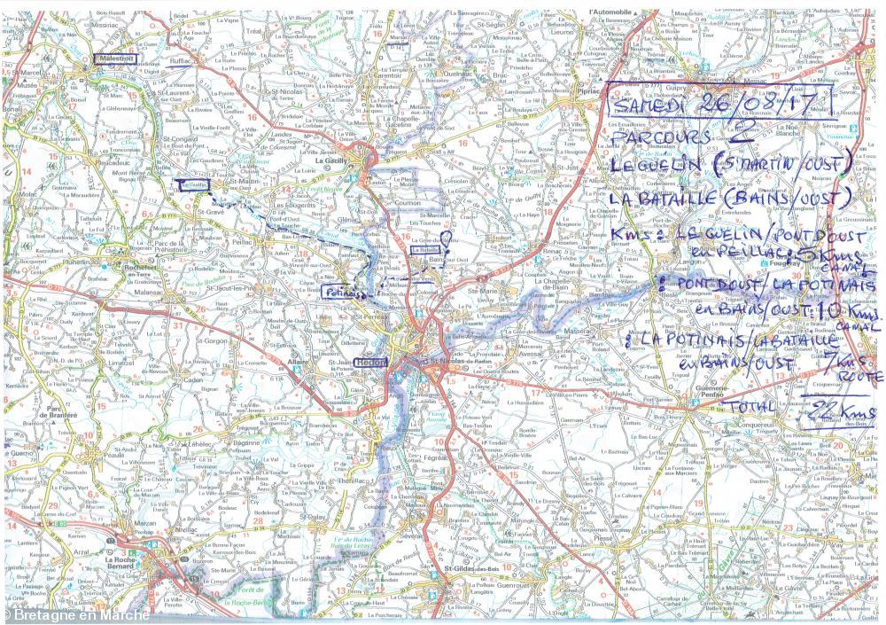 chemin emprunté par Bretagne en Marche le 26 août 2017 (version provisoire)