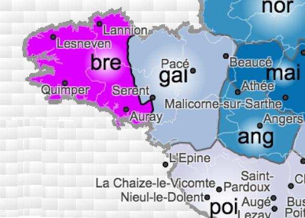 partie ouest de la  carte audio du CNRS