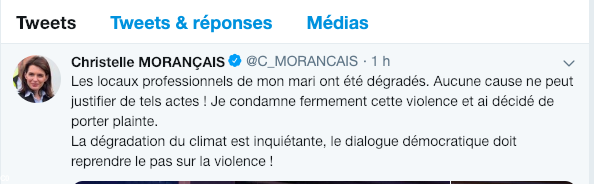 Réaction de Christelle Morançais sur Twitter
