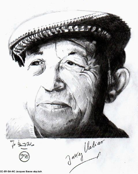 Pierre-Jakez Hélias, portrait au crayon de Jacques Basse