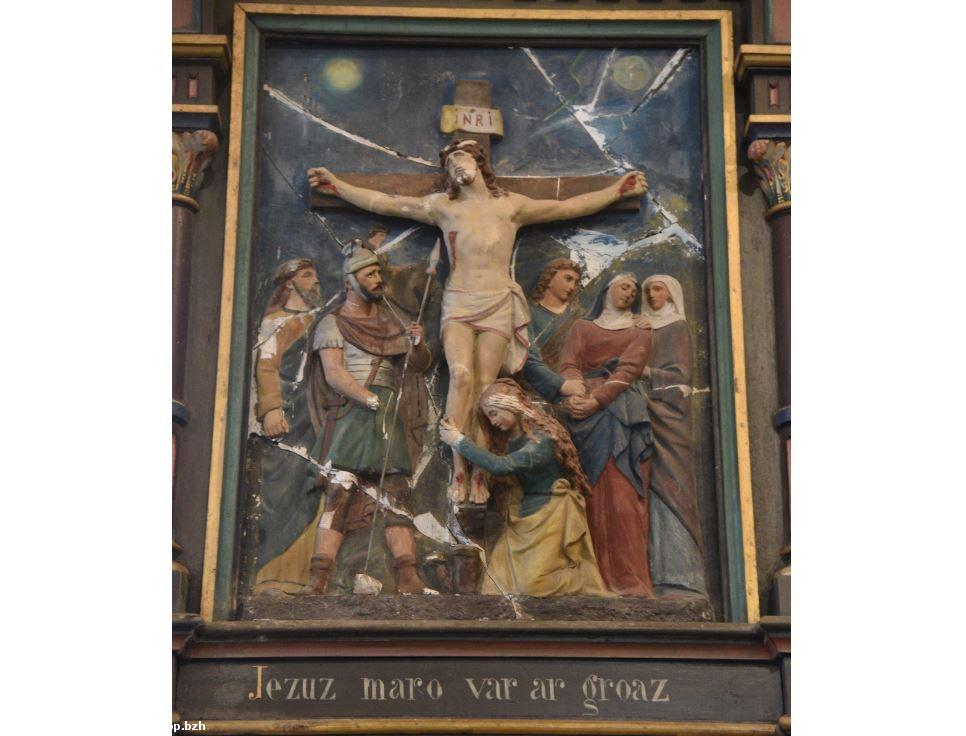 Elliant / Eliant, église Saint Gilles / iliz Sant Jili, Hent-ar-Groaz / Chemin de Croix, panneau 12 Elliant / Eliant, église Saint Gilles / iliz Sant Jili, Hent-ar-Groaz / Chemin de Croix, panneau 12