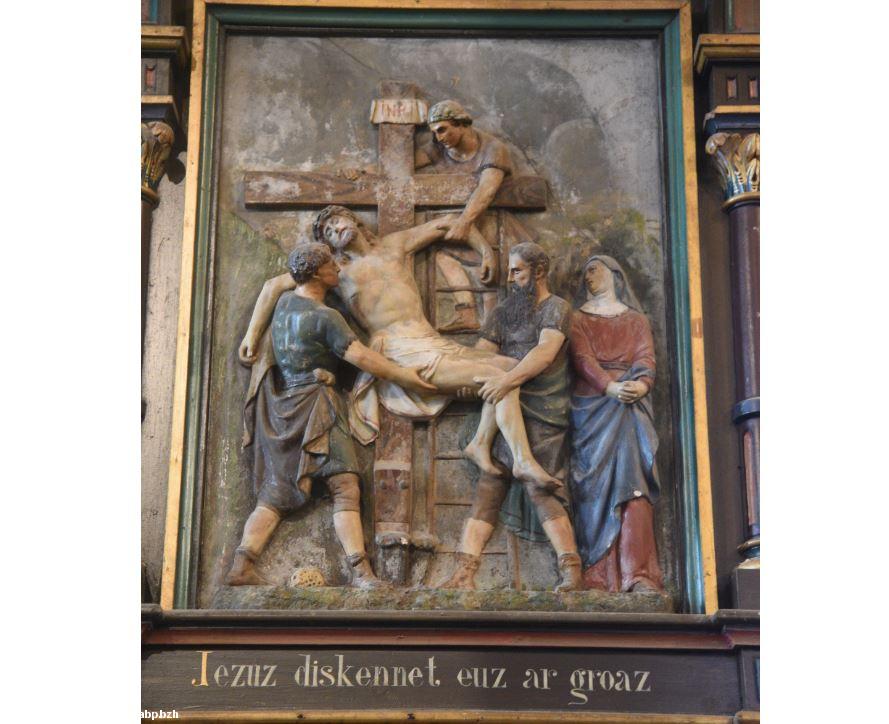 Elliant / Eliant, église Saint Gilles / iliz Sant Jili, Hent-ar-Groaz / Chemin de Croix, panneau 13 Elliant / Eliant, église Saint Gilles / iliz Sant Jili, Hent-ar-Groaz / Chemin de Croix, panneau 13