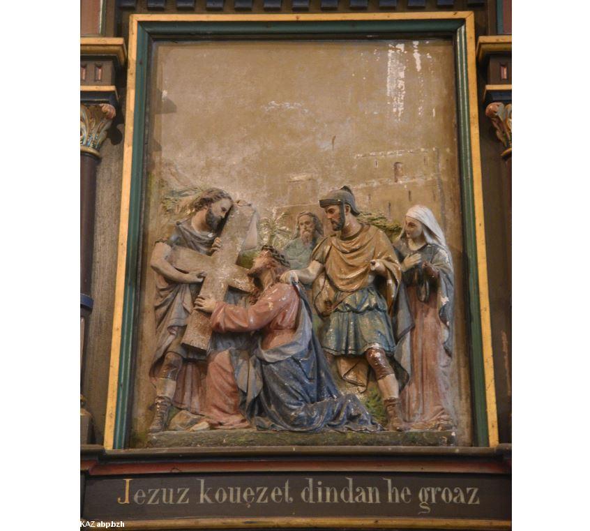 Elliant / Eliant, église Saint Gilles / iliz Sant Jili, Hent-ar-Groaz / Chemin de Croix, panneau 3 Elliant / Eliant, église Saint Gilles / iliz Sant Jili, Hent-ar-Groaz / Chemin de Croix, panneau 3