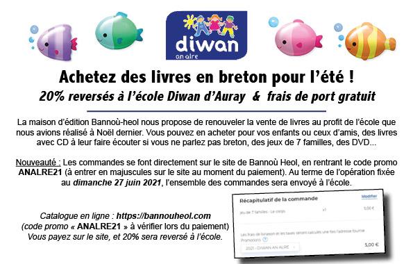 Vente de livres en breton au profit de l'école Diwan d'Auray.