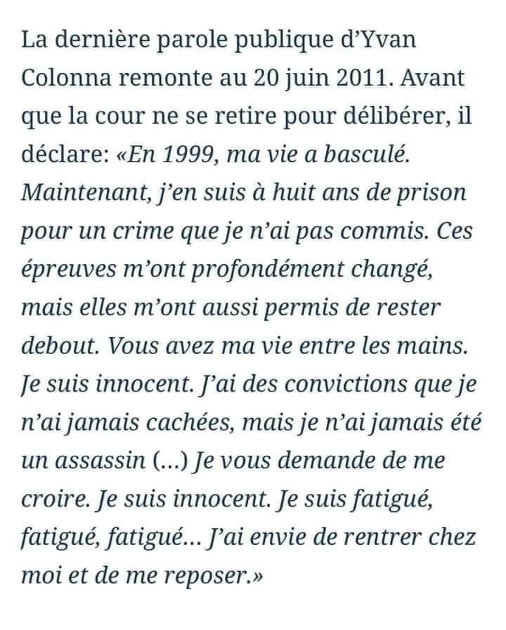 le dernier message d’Yvan Colonna