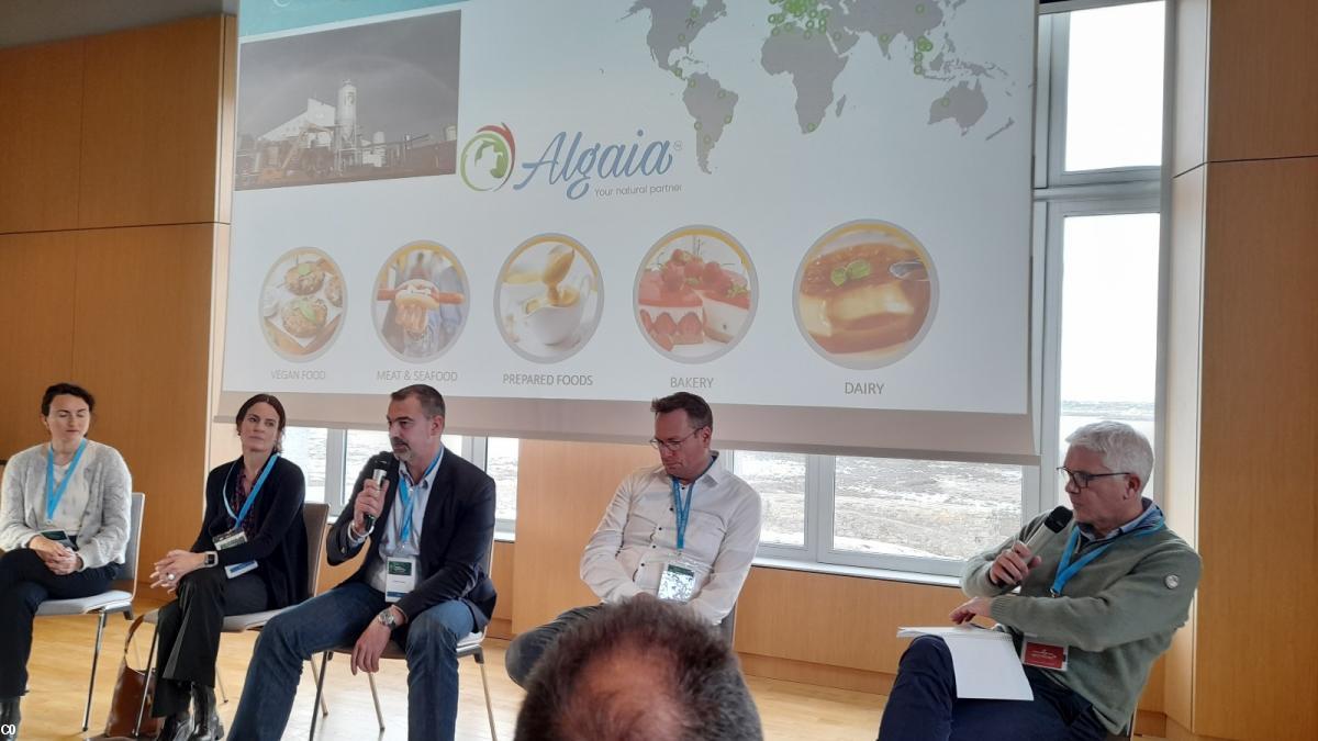 Lucie Percevault de Agrimer, Stephanie Lennon de Polaris, Frédéric Faure de Algaia, Christophe Lombard de Algosource. Tout à droite : Roland Conanec de Biotech Santé Bretagne.