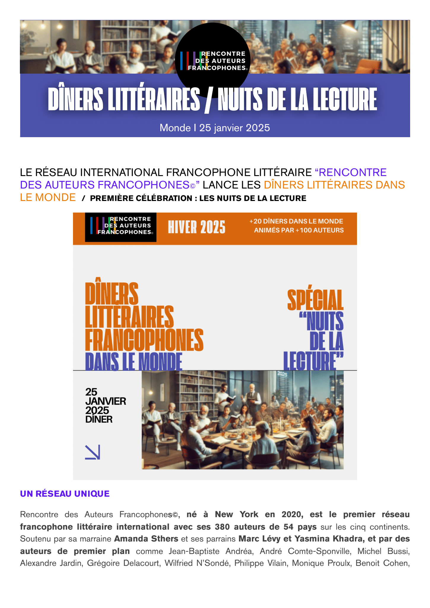 Visuel Rencontre des Auteurs Francophones