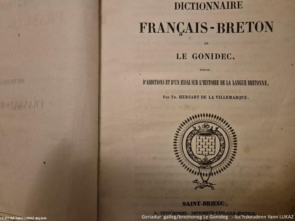 Dictionnaire Le Gonidec français-breton (XIX° siècle)
