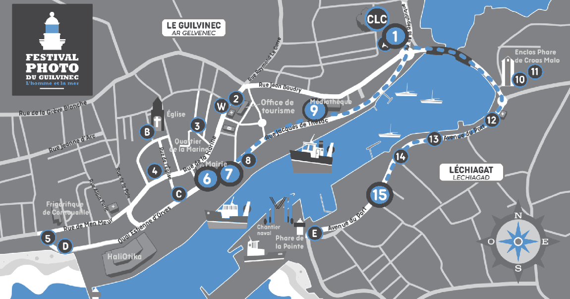 15 : de 11 h à 11 h 30 avenue du port Léchiagat
Julie Wintrebert • Crazy beaches<br>
1 : de 14 h à 14 h 30 avenue de la République
Véronique Durruty • Mami Wata<br>
9 : de 15 h à 15 h 30 près de la médiathèque, rue Jacques de Thézac
Delphine Alexandre • Petite côte <br>
7 : de 16 h à 16 h 30 rue Jacques de Thézac 
Nathalia Saprunova • Menaces sur les Inuvialuit <br>
6 : de 17 h à 17 h 30 rue Jacques de Thézac
Mathieu Ménard • De sel et de vie, les femmes de la mer <br>