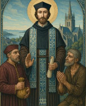 Saint-Yves entre le riche et le pauvre (photo IA)