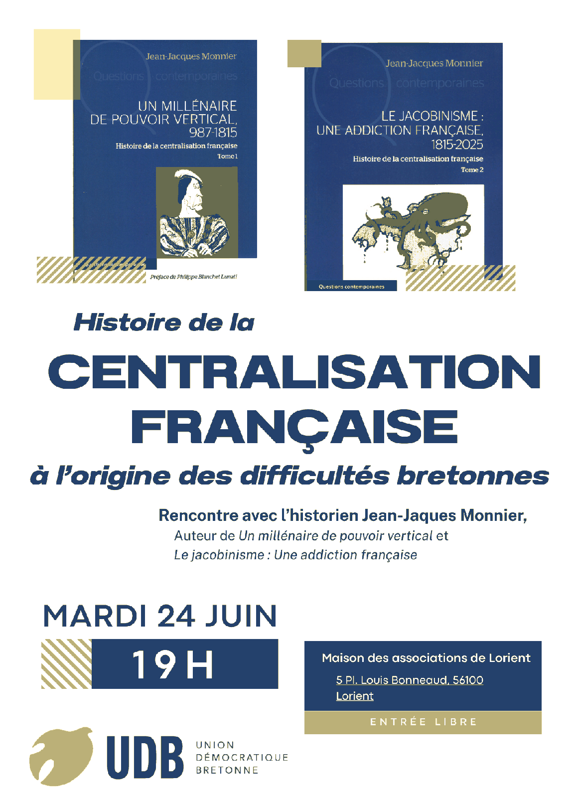 l\'une des affiches de la conférence du mardi 24 juin  avec les deux livres présentés