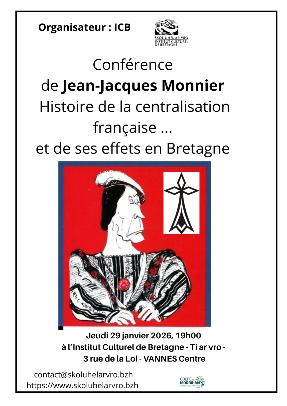 l'affiche de la conférence multimédia à Ti Ar Vro de Vannes, 3 rue de la Loi (Institut culturel de Bretagne
