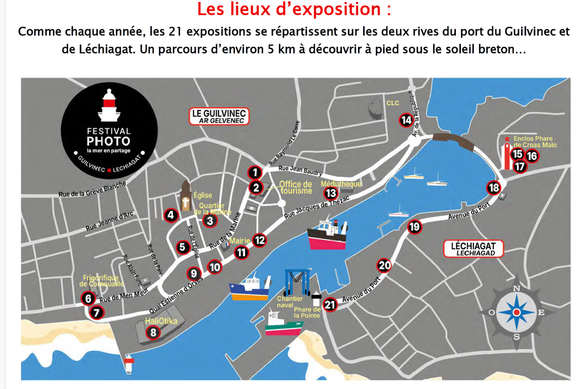 Le parcours des expositions s’étend sur près de 5 km le long des deux rives du port du Guilvinec et de Léchiagat
