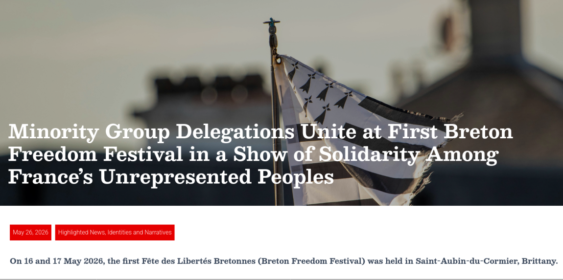 Copie d'écran du site UNPO.