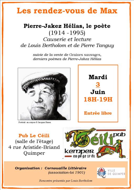 Portrait au crayon de Pierre-Jakez Hélias par Jacques Basse