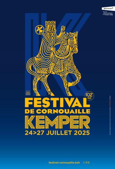 Le roi Gradlon veille sur le passé, le présent et le futur de la culture bretonne : L’affiche pour la 102ème édition du Festival est une illustration originale inspirée d'une broche créée par Pierre Toulhoat. Réalisation Pygmalion - Rennes.